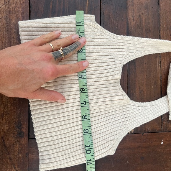 Los Angeles Apparel knit halter top xs s extra small xs/s creme crop top cropped - Picture 7 of 8